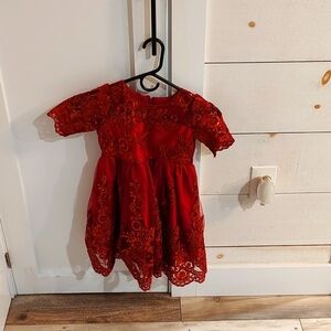 Beautiful Red, lace dress with bow